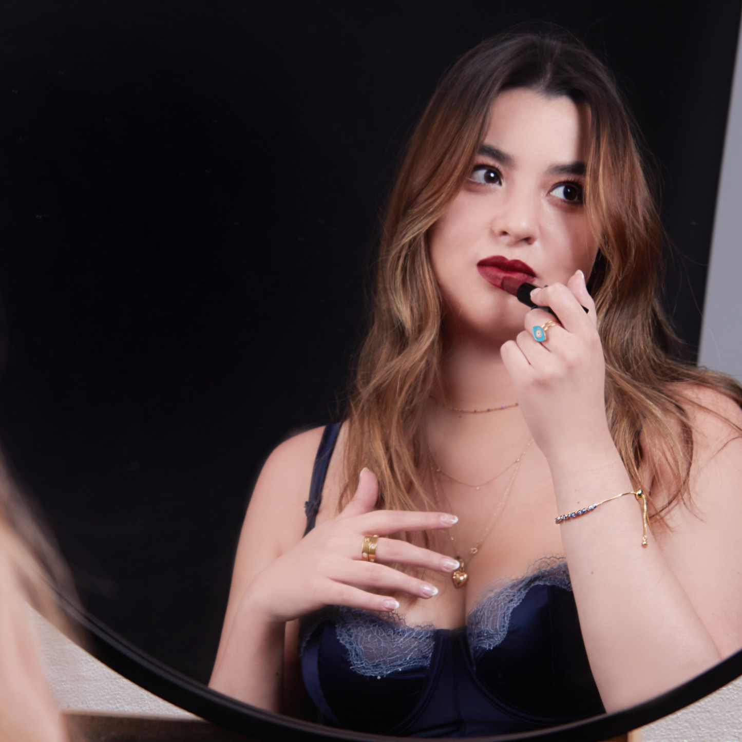 Deep red lipstick for white skin