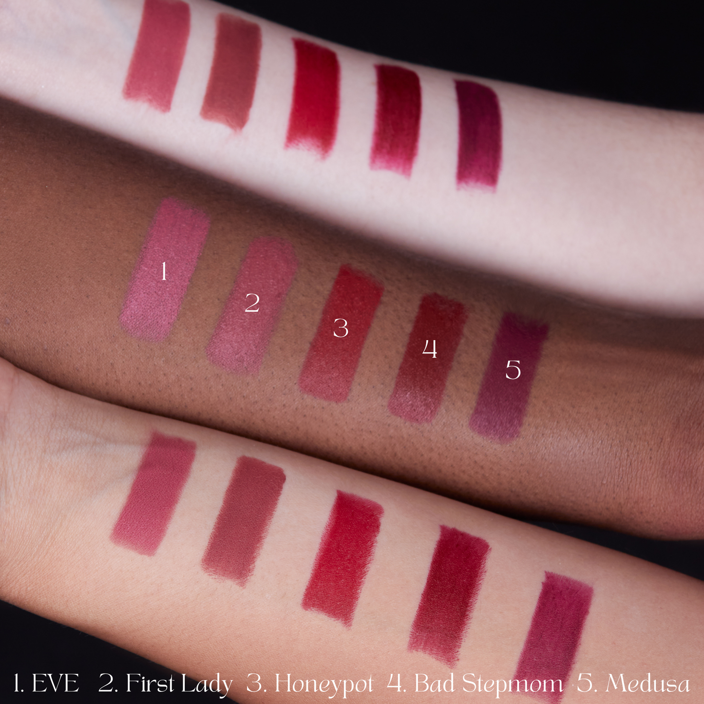 Rose carved lipstick on different skins