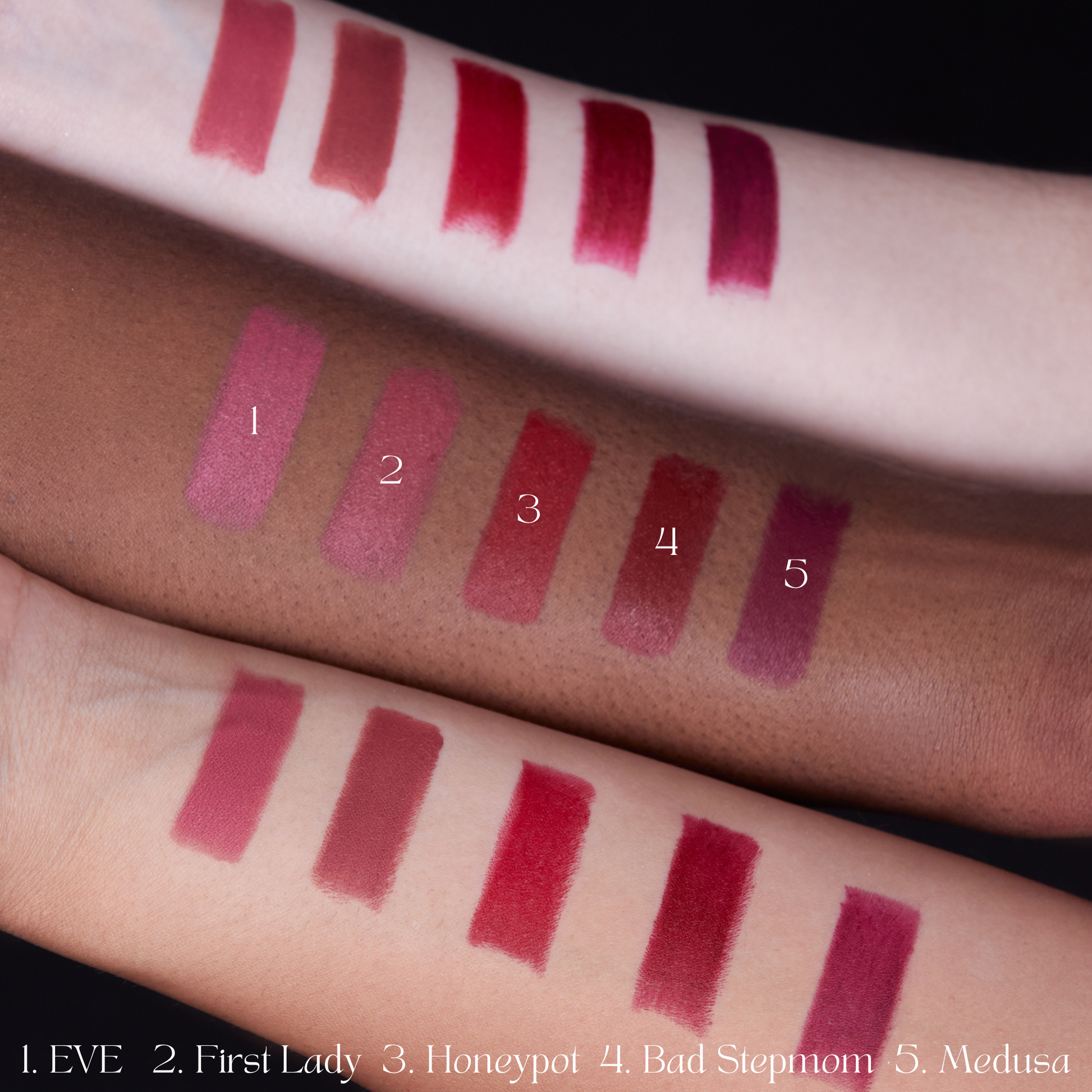 Rose carved lipstick on different skins