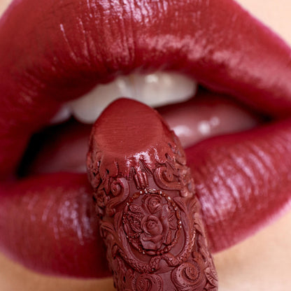 dark red curved lipstick -badstepmom